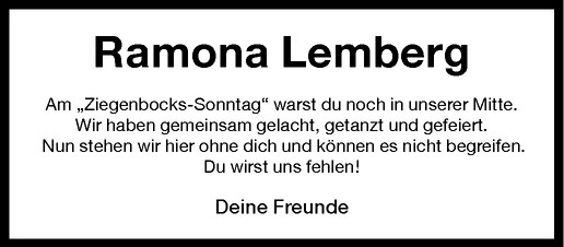  Traueranzeige für Ramona Lemberg vom 03.03.2011 aus Westfälische Nachrichten