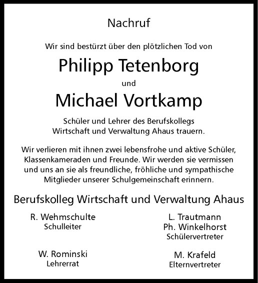  Traueranzeige für Philipp Tetenborg vom 02.09.2011 aus Westfälische Nachrichten