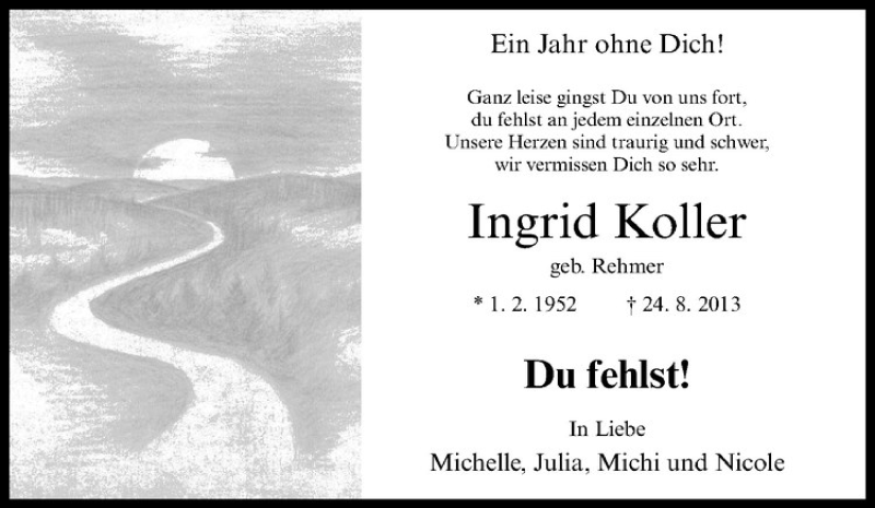  Traueranzeige für Ingrid Koller vom 23.08.2014 aus Westfälische Nachrichten