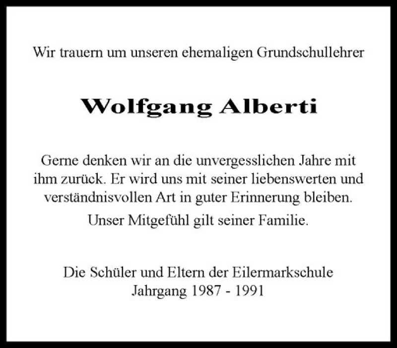  Traueranzeige für Wolfgang Alberti vom 08.12.2016 aus Westfälische Nachrichten