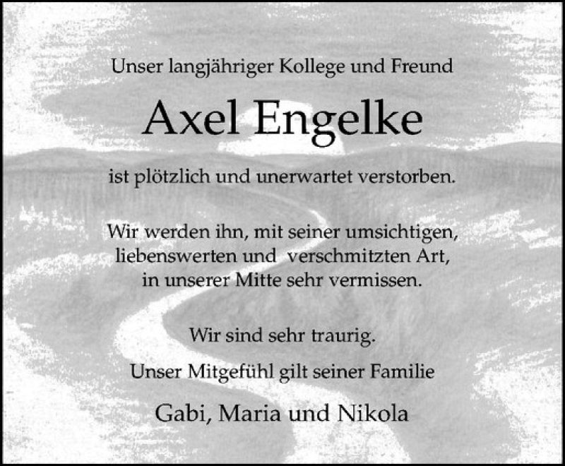 Traueranzeige für Axel Engelke vom 07.12.2016 aus Westfälische Nachrichten