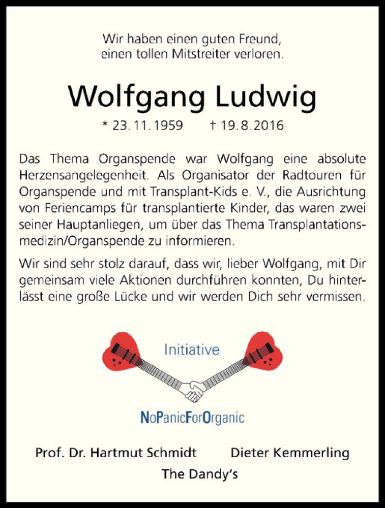  Traueranzeige für Wolfgang Ludwig vom 24.08.2016 aus Westfälische Nachrichten