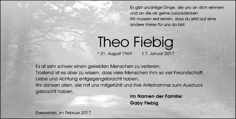  Traueranzeige für Theo Fiebig vom 01.02.2017 aus Westfälische Nachrichten