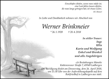 Anzeige von Werner Brinkmeier von Westfälische Nachrichten