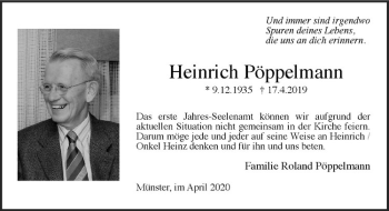 Anzeige von Heinrich Pöppelmann von Westfälische Nachrichten