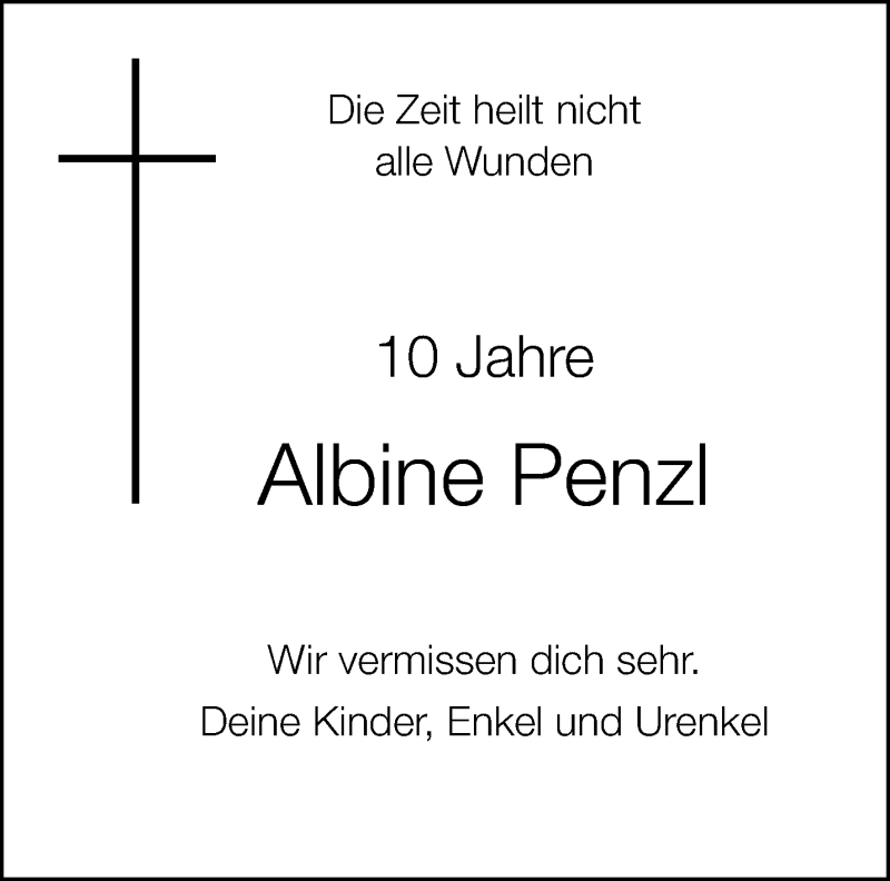  Traueranzeige für Albine Penzl vom 08.05.2021 aus 