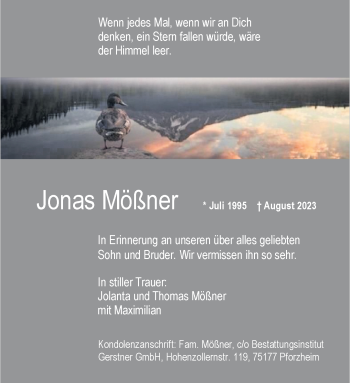 Anzeige von Jonas Mößner 