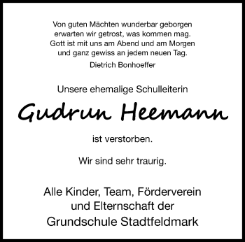 Anzeige von Gudrun Heemann 