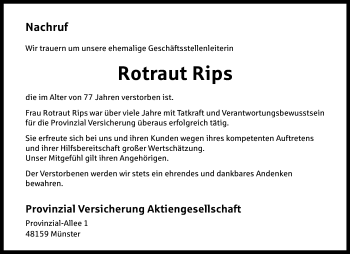 Anzeige von Rotraut Rips 