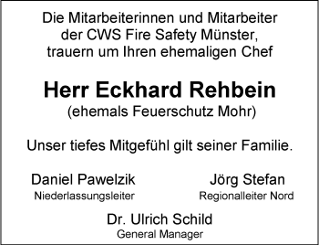 Anzeige von Eckhard Rehbein 