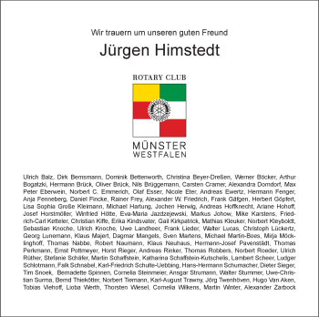 Anzeige von Jürgen Himstedt 