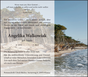 Anzeige von Angelika Walkowiak 