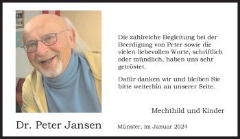Anzeige von Dr. Peter Jansen 