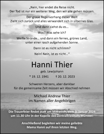 Anzeige von Hanni Thier 