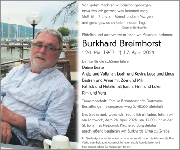 Anzeige von Burkhard Breimhorst 