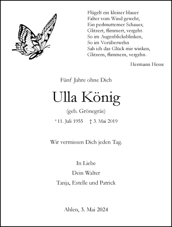 Anzeige von Ulla König 