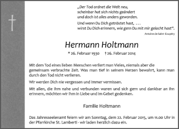Anzeige von Hermann Holtmann von Westfälische Nachrichten