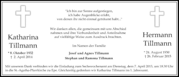 Anzeige von Katharina Tillmann von Westfälische Nachrichten
