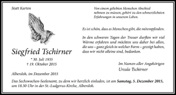 Anzeige von Siegfried Tschirner von Westfälische Nachrichten