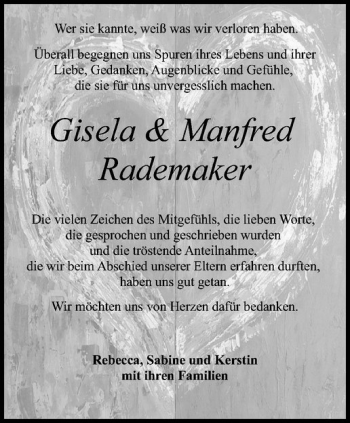Anzeige von Manfred Rademaker von Westfälische Nachrichten