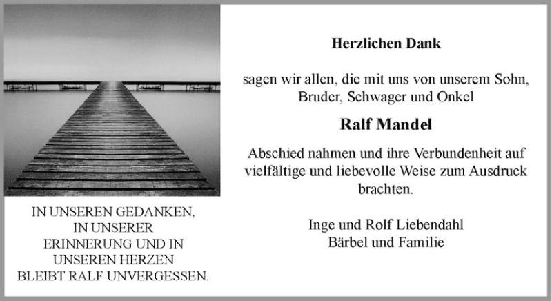  Traueranzeige für Ralf Mandel vom 09.01.2016 aus Westfälische Nachrichten