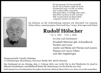 Anzeige von Rudolf Hölscher von Westfälische Nachrichten