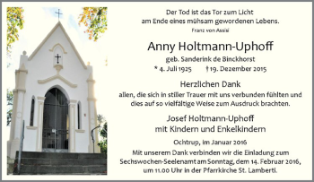 Anzeige von Anny Holtmann-Uphoff von Westfälische Nachrichten