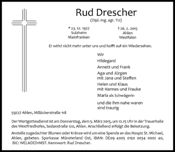 Anzeige von Rud Drescher von Westfälische Nachrichten