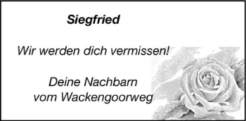Anzeige von Siegfried Hensel von Westfälische Nachrichten