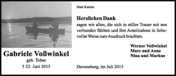 Anzeige von Gabriele Voßwinkel von Westfälische Nachrichten