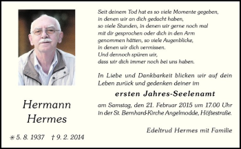 Anzeige von Hermann Hermes von Westfälische Nachrichten