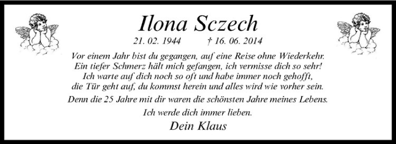  Traueranzeige für Ilona Sczech vom 16.06.2015 aus Westfälische Nachrichten