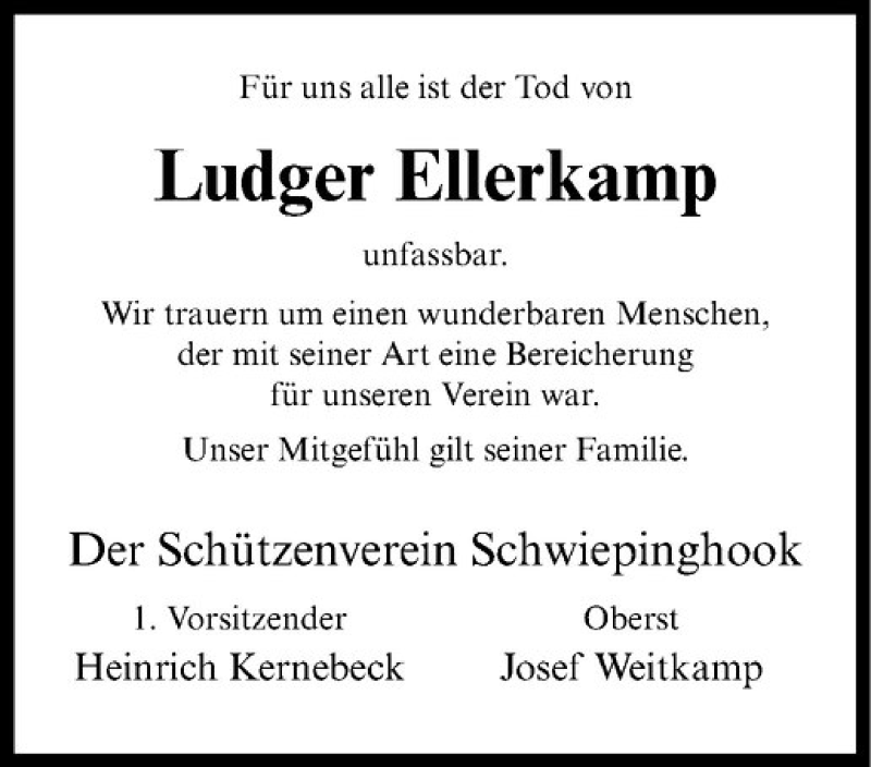  Traueranzeige für Ludger Ellerkamp vom 11.02.2015 aus Westfälische Nachrichten