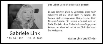 Anzeige von Gabriele Link von Westfälische Nachrichten