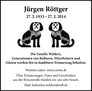 Anzeige von Jürgen Röttger von Westfälische Nachrichten