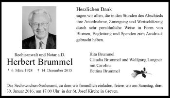 Anzeige von Herbert Brummel von Westfälische Nachrichten