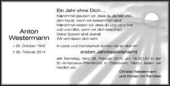 Anzeige von Anton Westermann von Westfälische Nachrichten