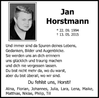 Anzeige von Jan Horstmann von Westfälische Nachrichten