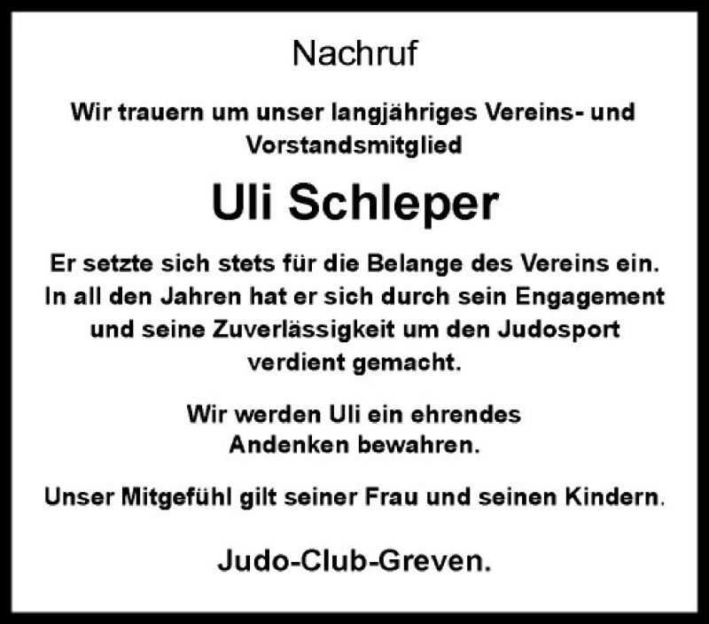  Traueranzeige für Ulrich Schleper vom 06.01.2016 aus Westfälische Nachrichten