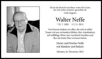 Anzeige von Walter Neffe von Westfälische Nachrichten