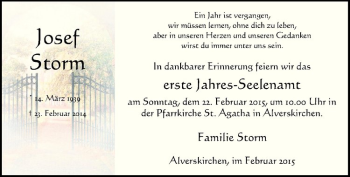 Anzeige von Josef Storm von Westfälische Nachrichten