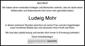 Anzeige von Ludwig Mohr von Westfälische Nachrichten