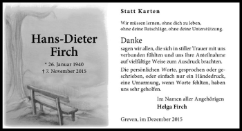 Anzeige von Hans-Dieter Firch von Westfälische Nachrichten