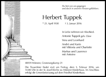 Anzeige von Herbert Tuppek von Westfälische Nachrichten