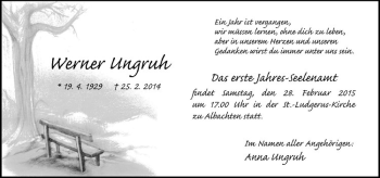 Anzeige von Werner Ungruh von Westfälische Nachrichten