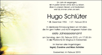 Anzeige von Hugo Schlüter von Westfälische Nachrichten