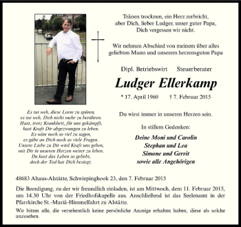 Anzeige von Ludger Ellerkamp von Westfälische Nachrichten
