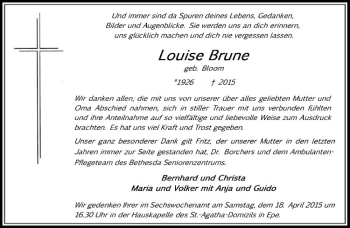 Anzeige von Louise Brune von Westfälische Nachrichten