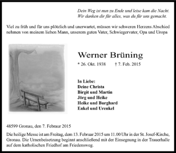 Anzeige von Werner Brüning von Westfälische Nachrichten