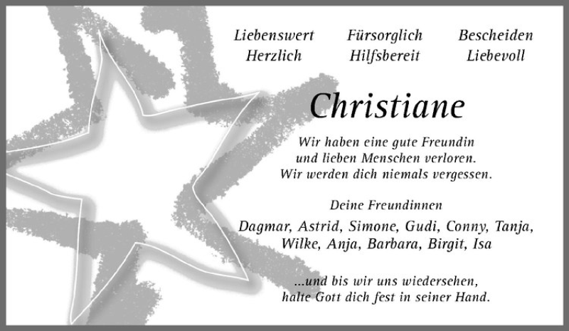  Traueranzeige für Christiane Mört vom 31.12.2015 aus Westfälische Nachrichten